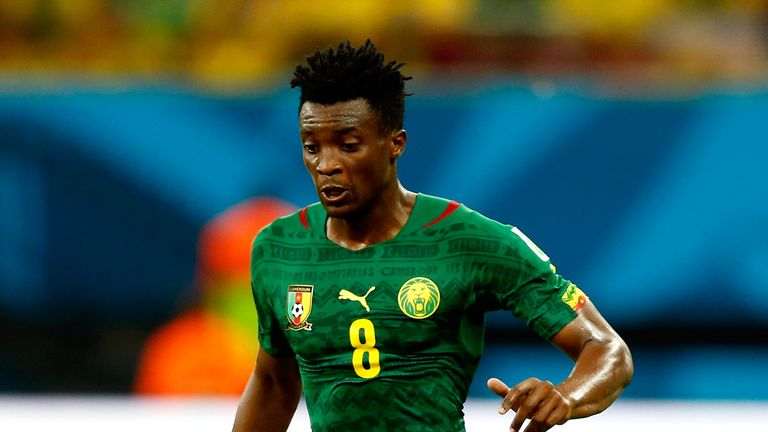 MANAUS, BRAZIL - JUNE 18:  Benjamin Moukandjo of Cameroon controls the ball during the 2014 FIFA World Cup Brazil Group A match between Cameroon and Croati