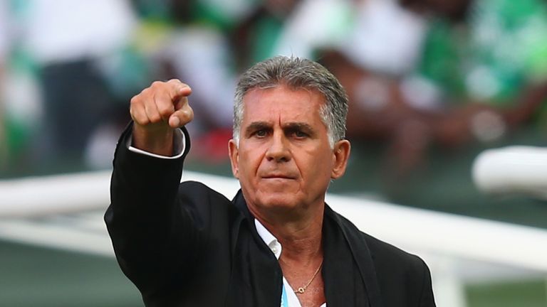 CURITIBA, BRAZIL - JUNE 16:  Head coach Carlos Queiroz of Iran gestures during the 2014 FIFA World Cup Brazil Group F match between Iran and Nigeria at Are