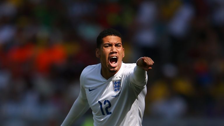 BELO HORIZONTE, BRAZIL - JUNE 24:  Chris Smalling of England reacts during the 2014 FIFA World Cup Brazil Group D match between Costa Rica and England