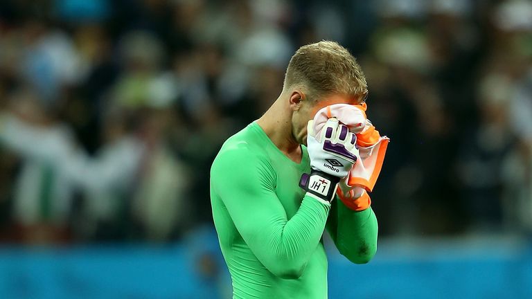 SAO PAULO, BRAZIL - JUNE 19: A dejected Joe Hart of England reacts after being defeated by Uruguay 2-1 during the 2014 FIFA World Cup Brazil Group D match