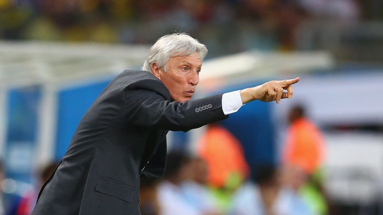 CUIABA, BRAZIL - JUNE 24:  Head coach Jose Pekerman of Colombia gestures during the 2014 FIFA World Cup Brazil Group C match between Japan and Colombia
