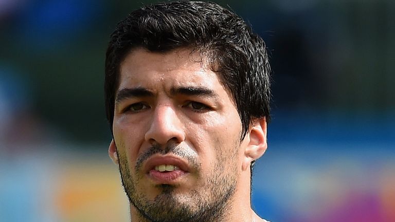 NATAL, BRAZIL - JUNE 24:  Luis Suarez of Uruguay looks on during the 2014 FIFA World Cup Brazil Group D match between Italy and Uruguay at Estadio das Duna