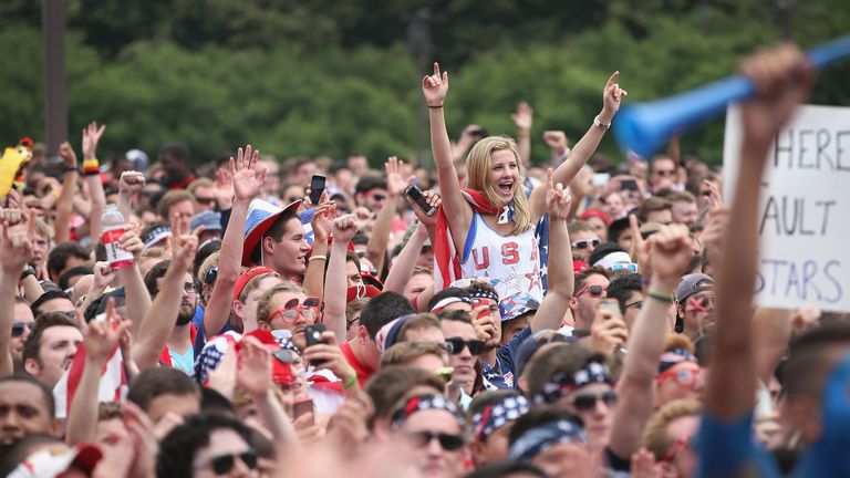 Around 20,000 USA fans were watching their nation's World Cup adventure in Grant Park, Chicago.