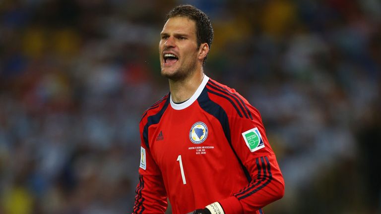 Asmir Begovic of Bosnia and Herzegovina looks on during the 2014 FIFA World Cup Brazil Group F match between Argentina and Bosnia