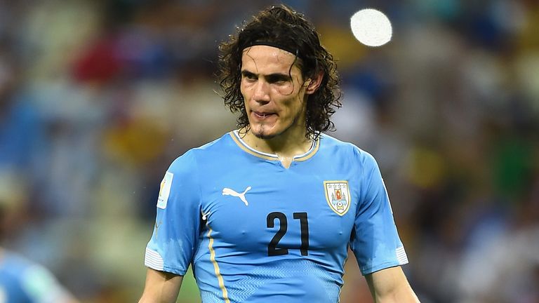 A dejected Edinson Cavani of Uruguay looks down during the 2014 FIFA World Cup Brazil Group D match between Uruguay and Costa Rica