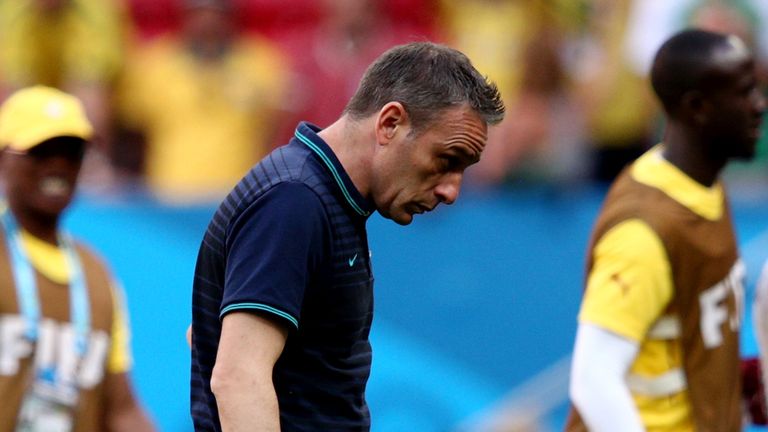 Head coach Paulo Bento of Portugal looks dejected during the 2014 FIFA World Cup Brazil Group G match between Portugal and Ghana