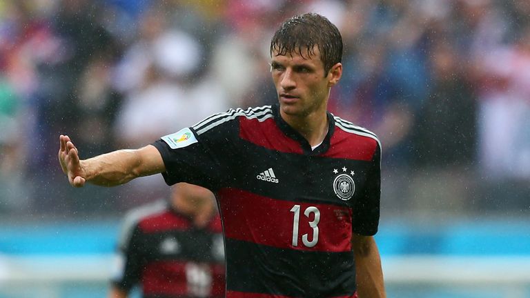 RECIFE, BRAZIL - JUNE 26: Thomas Mueller of Germany gestures during the 2014 FIFA World Cup Brazil group G match between the United States and Germany at A
