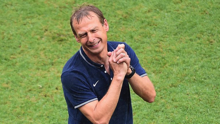 RECIFE, BRAZIL - JUNE 26:  Head coach Jurgen Klinsmann of the United States reacts during the 2014 FIFA World Cup Brazil group G match between the United S