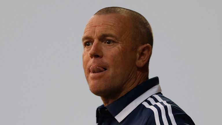 NAILSWORTH, ENGLAND - JULY 12:  Forest Green manager David Hockaday looks on during the pre season friendly match between Forest Green and Swindon Town at 