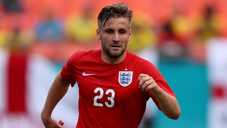 Luke Shaw in action during the International friendly match between England and Ecuador 