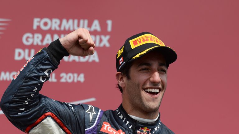 Daniel Ricciardo celebrates victory