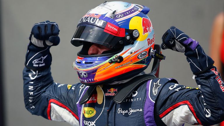 Daniel Ricciardo celebrates victory