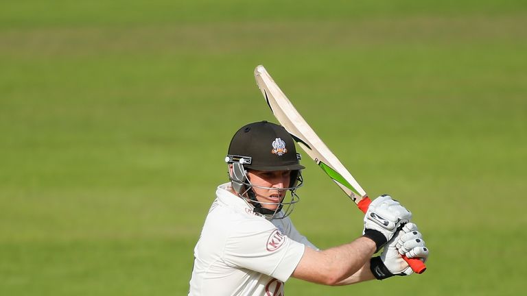 Gary Wilson of Surrey hits out against Leicestershire
