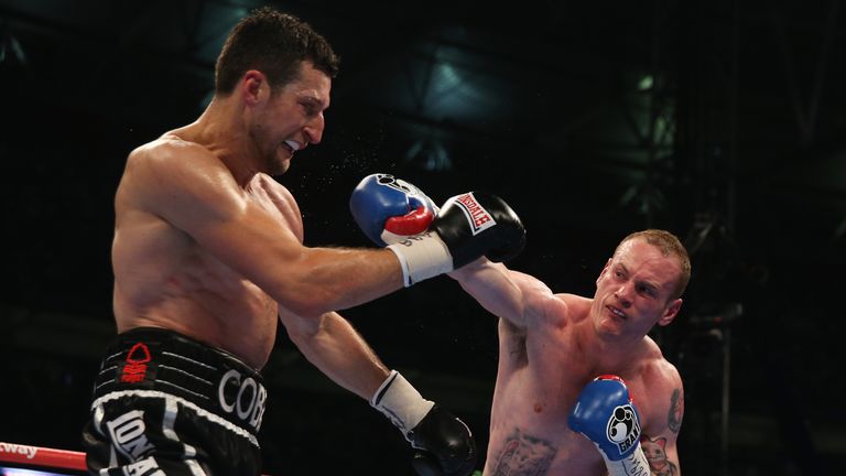 George Groves in action against Carl Froch during their IBF and WBA World Super Middleweight title fight