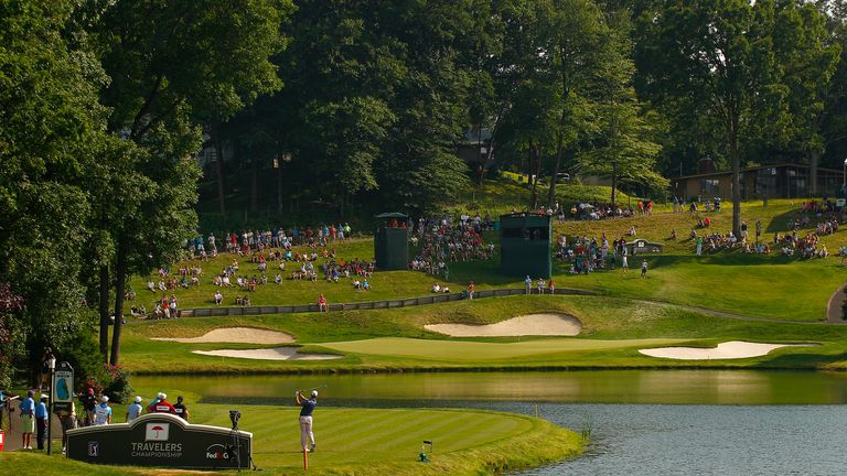 CROMWELL, CT - JUNE 21:  A general view of the 16th hole during the second round of the Travelers Championship held at TPC River Highlands on June 21, 2013