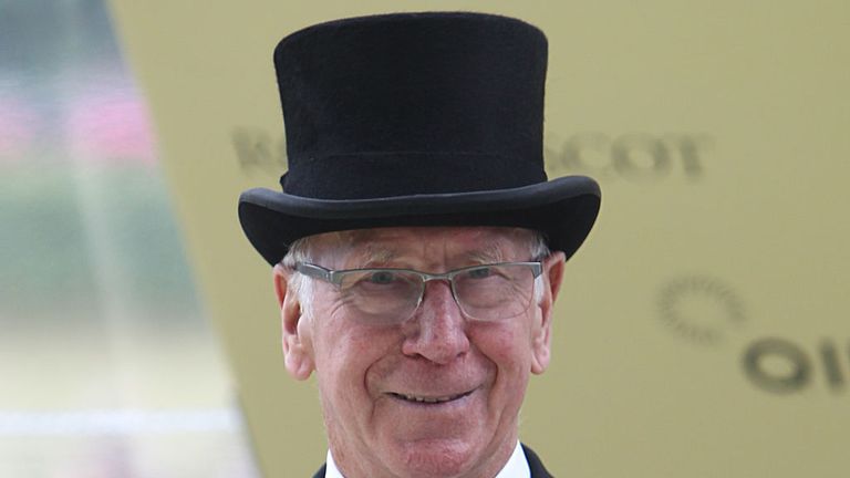 A smiling Sir Bobby Charlton was presenting the prizes
