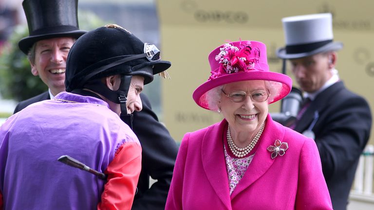 The Queen issues orders to Ryan Moore ahead of Bold Sniper's run in the Wolferton Handicap