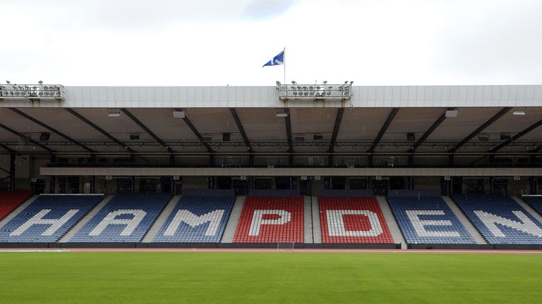This picture shows a general view of the newly refurbished Hampden Park in Glasgow on June 4, 2014.   