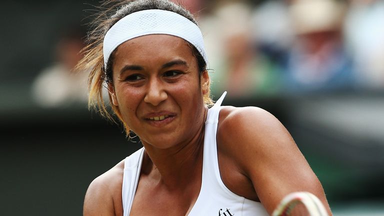 LONDON, ENGLAND - JUNE 26:  Heather Watson of Great Britain during her Ladies' Singles second round match against Angelique Kerber of Germany on day four o