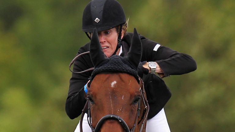 HICKSTEAD, WEST SUSSEX - JUNE 23:  Angelie von Essen of Sweden riding Qbik compete in the The Hickstead Derby Trophy 2012