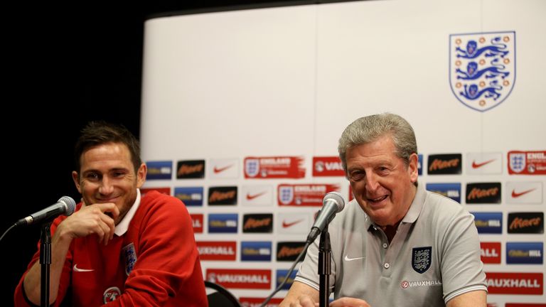 Frank Lampard and Roy Hodgson talk to the media during an England press conference at The Sunlife Stadium.