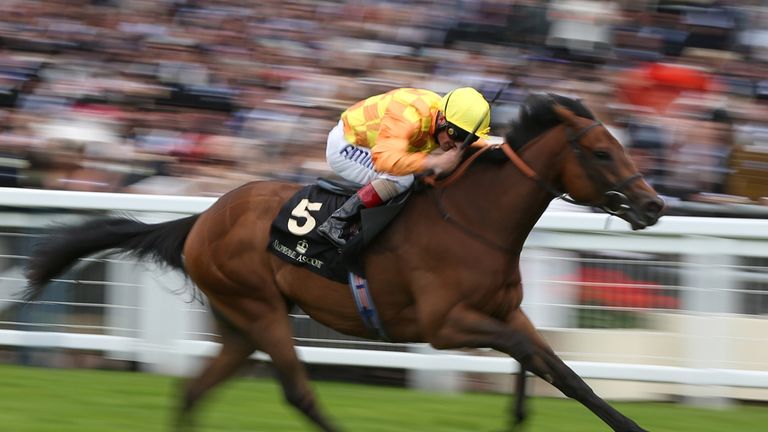 Cursory Glance ridden by Andrea Atzeni breaks away to win the Albany stakes on day four of Royal Ascot at Ascot Racecourse on Jun