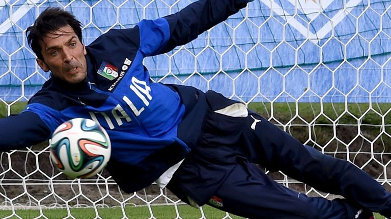 Italy's No 1 goalkeeper Gianluigi Buffon during training earlier this week