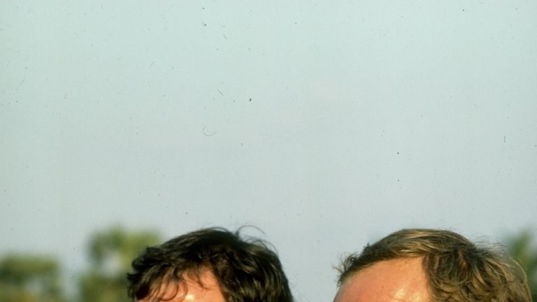 21 Feb 1982: John Emburey and Derek Underwood. Sri Lanka v England, Colombo.