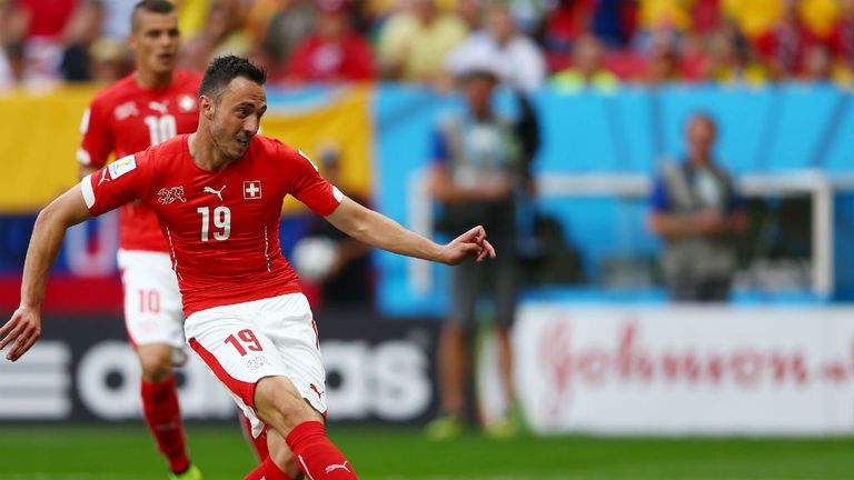 Josip Drmic has a goal disallowed for Switzerland against Ecuador at the World Cup