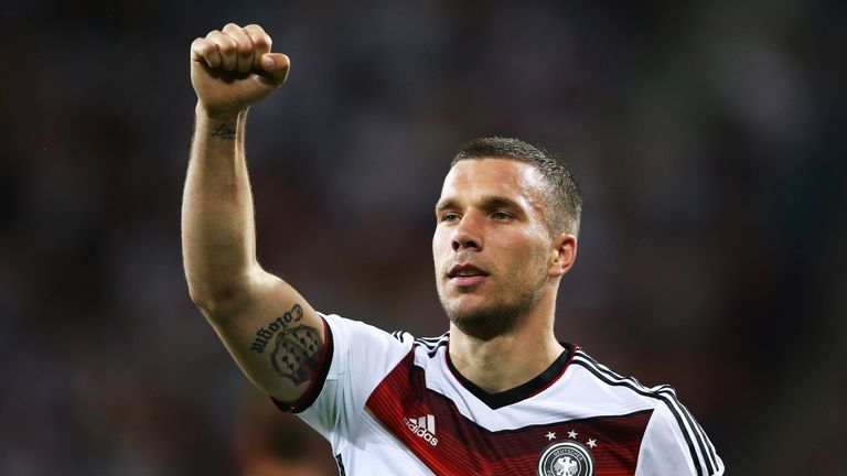 Lukas Podolski during the International Friendly match between Germany and Armenia at Coface Arena on June 6, 2014 in Mainz, Germany.