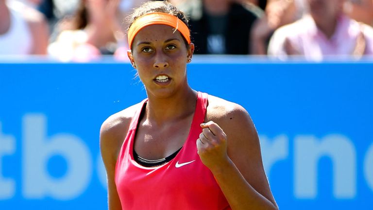 Madison Keys of the USA celebrates winning a point during the Women's Final against Angelique Kerber of Germany