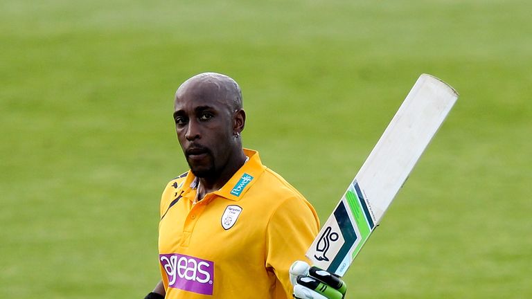 Michael Carberry of Hampshire walks off after being dismissed during a Natwest T20 Blast match