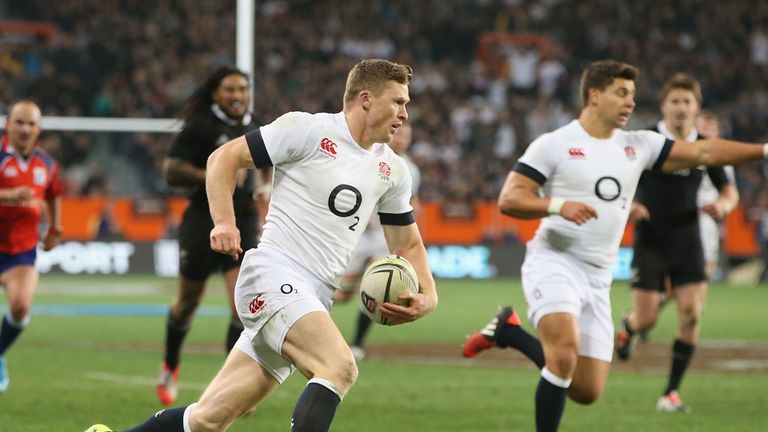 Chris Ashton crosses for a late England try