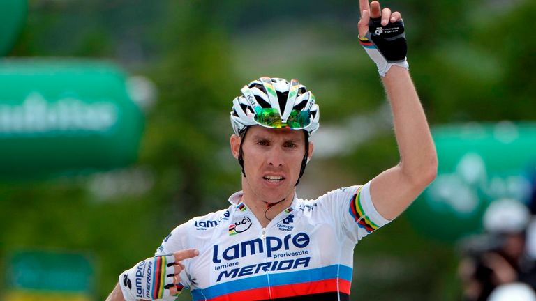 Rui Costa celebrates winning the 2014 Tour de Suisse
