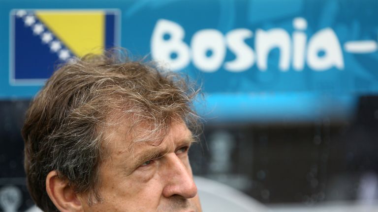 Bosnia-Herzegovina's coach Safet Susic looks on during a Group F football match between Bosnia-Hercegovina and Iran at the Fonte Nova Arena in Salvador
