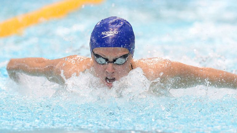 Siobhan-Marie O'Connor on her way to winning the Women's Open 200m Individual Medley Final, at the Manchester Aquatics Centre, Manchester.