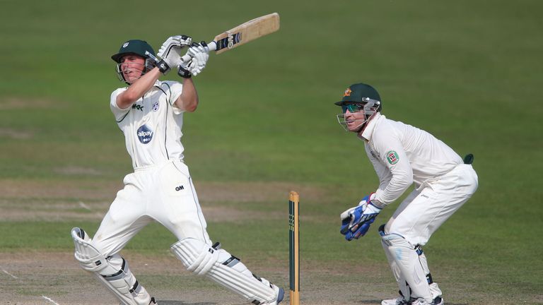 Tom Fell batting for Worcestershire in a tour match against Australia