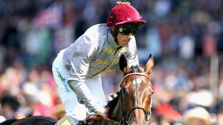 Frankie Dettori riding Treve after the Prince of Wales' Stakes at Royal Ascot