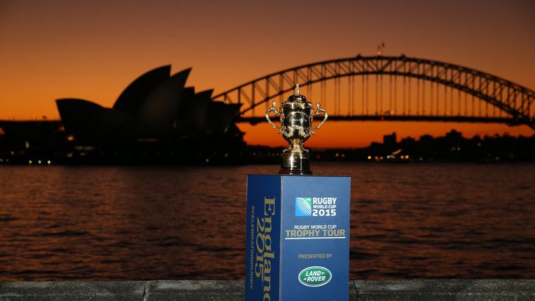 William Webb Ellis trophy: Stopped off in Sydney before heading to England