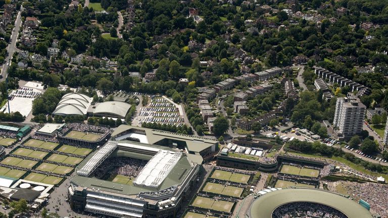 An Aerial view of the 2011 Wimbledon Championships at the All England Lawn Tennis and Croquet Club, Wimbledon.