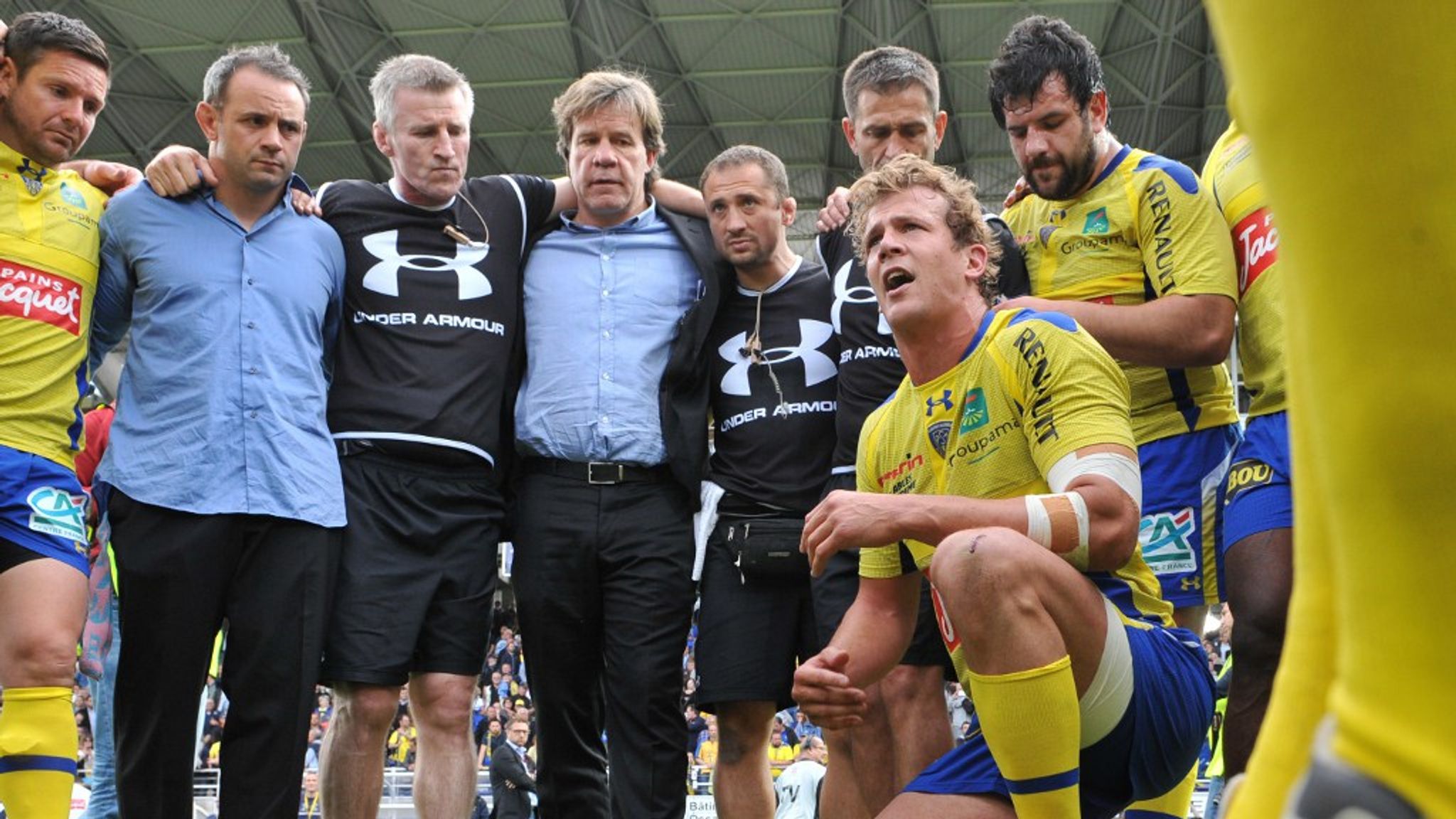France and Clermont players Benjamin Kayser, Julien Pierre and