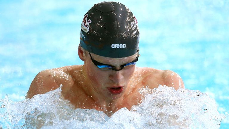 Adam Peaty of England competes in the Men's 50m Breaststroke Heat 4 at the Glasgow 2014 Commonwealth Games