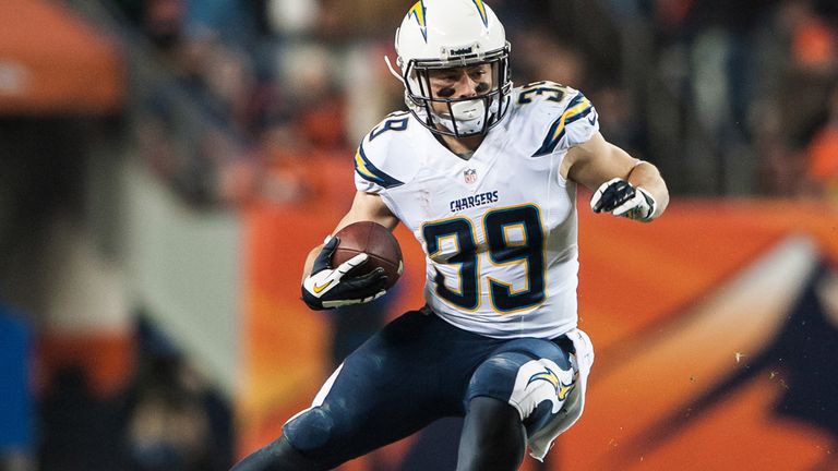 DENVER, CO - DECEMBER 12:  Running back Danny Woodhead #39 of the San Diego Chargers runs the ball against the Denver Broncos at Sports Authority Field Fie