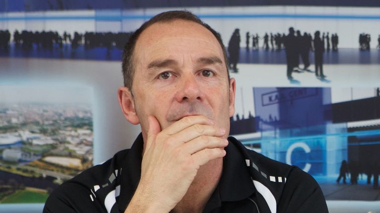 Gent's football team Spanish head coach Victor Fernandez (L) listens Gent's chairman Ivan De Witte during a press conference on March 15, 2013 in Gent.