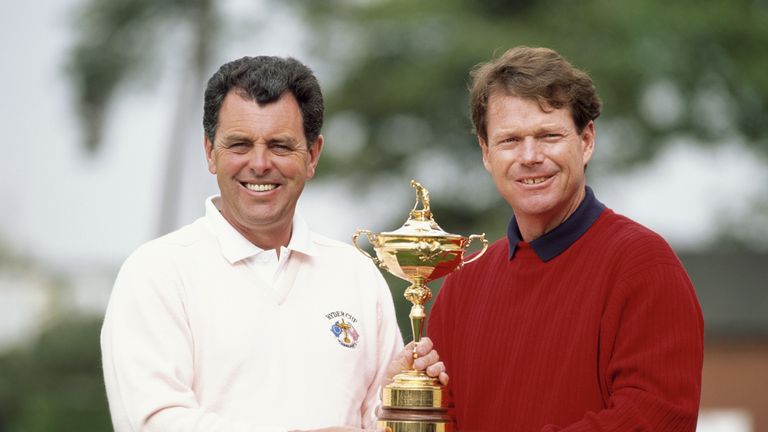 Bernard Gallacher and Tom Watson ahead of the 1993 Ryder Cup at The Belfry