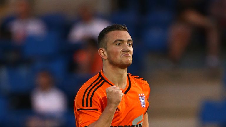 Jack Marriott of Ipswich celebrates after scoring the teams third goal during the Pre Season Friendly match between Colchester and Ipswich Town
