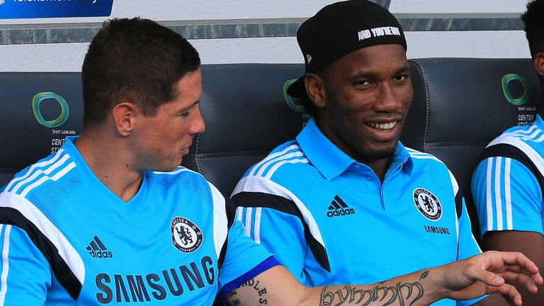 Didier Drogba and Fernando Torres of Chelsea