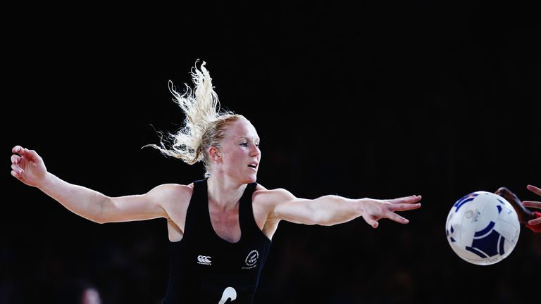 Laura Langman of New Zealand vies for the ball