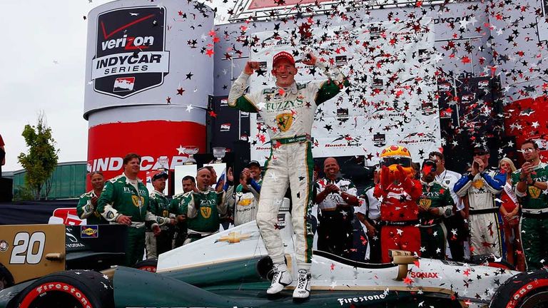 Mike Conway celebrates IndyCar win in Toronto