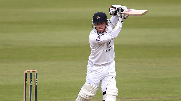 SOUTHAMPTON, ENGLAND - JULY 07:  Adam Wheater of Hampshire hits out during day one of the LV County Championship match between Hamshire and Gloucestershire